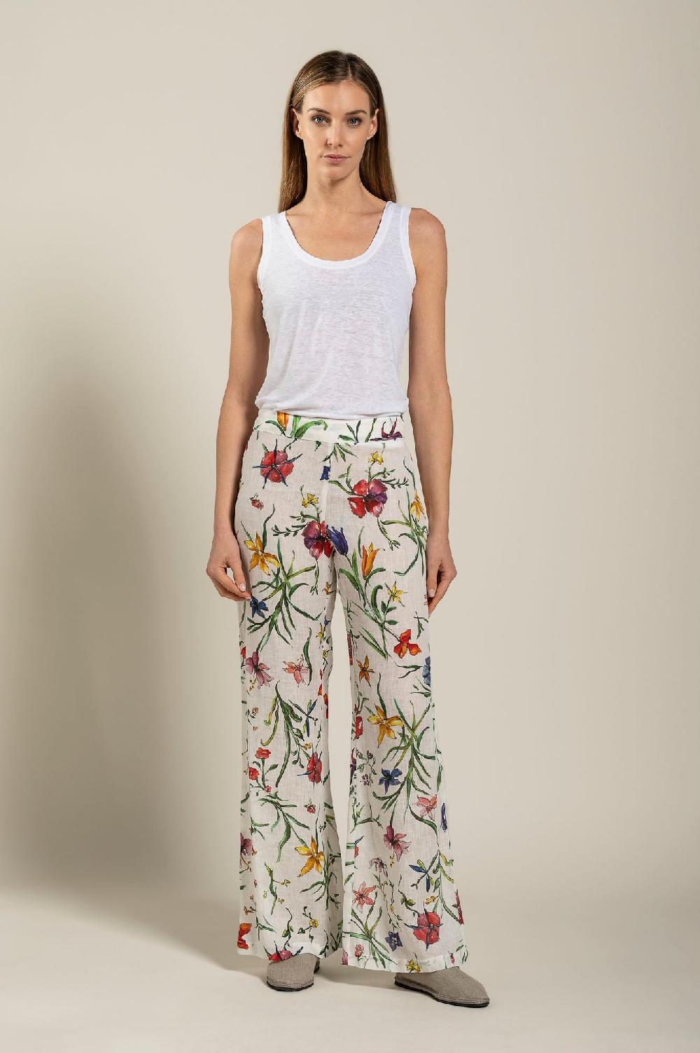 120% Lino Woman Provance Print Pant Shopping Online