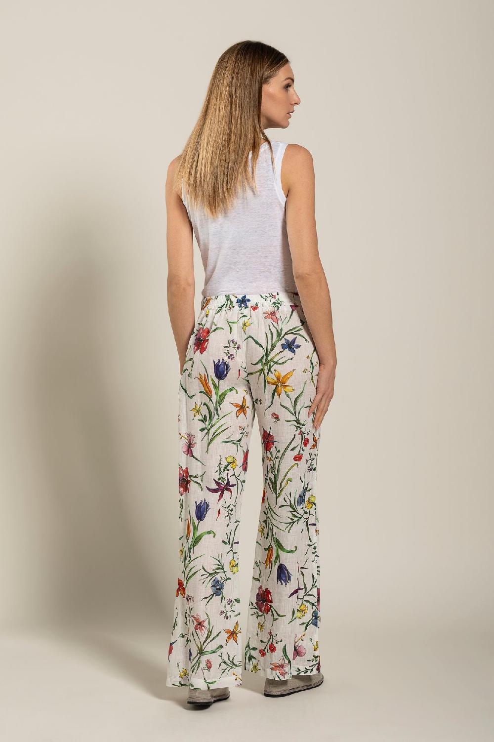 120% Lino Woman Provance Print Pant Shopping Online