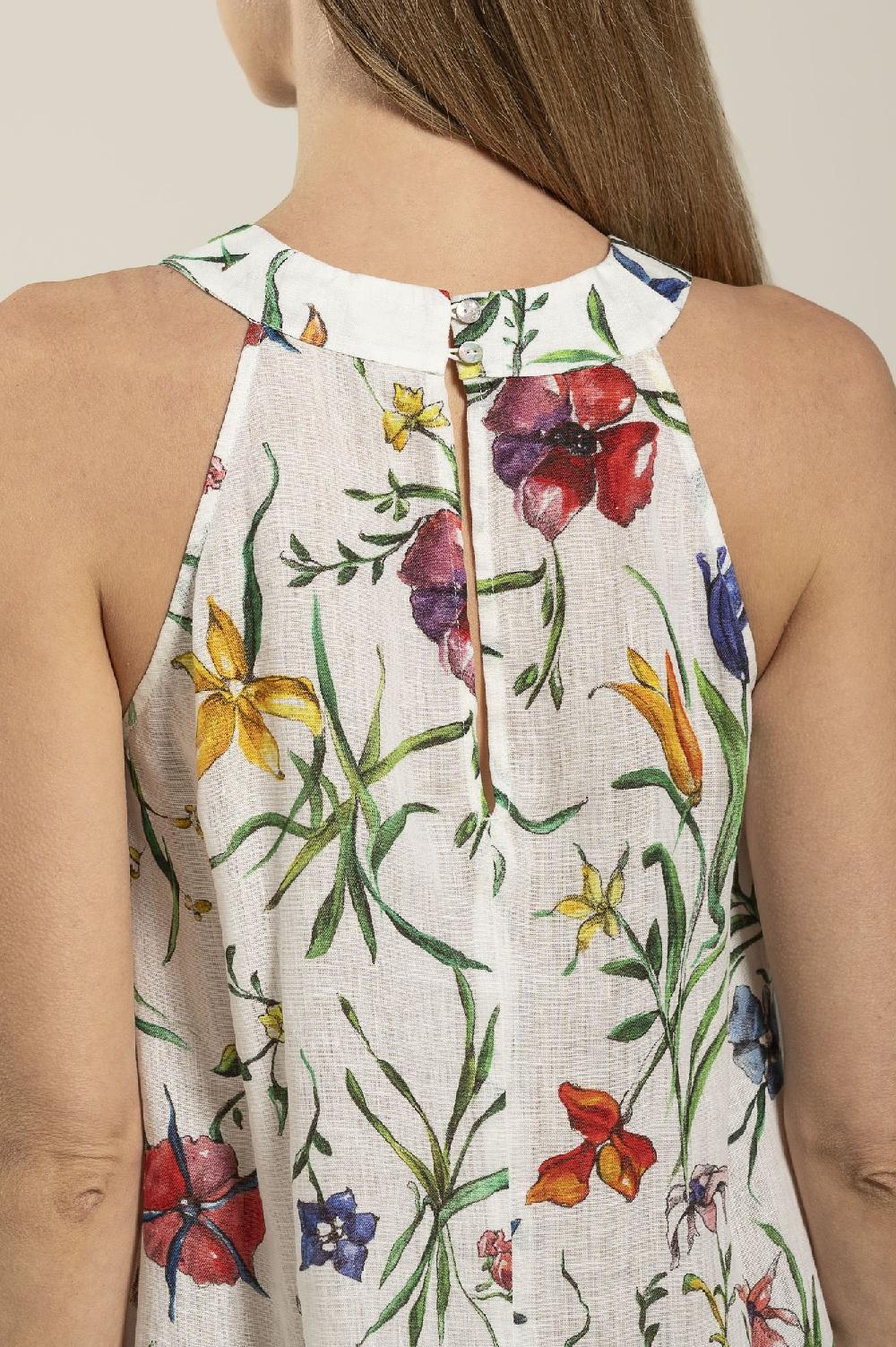 120% Lino Provance Print Maxi Dress Consegna Veloce