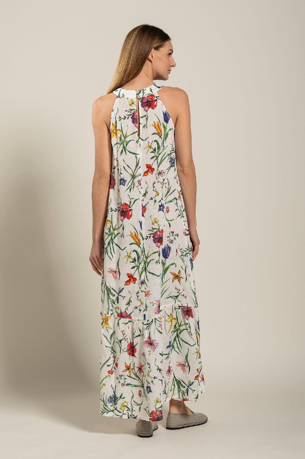 120% Lino Provance Print Maxi Dress Consegna Veloce
