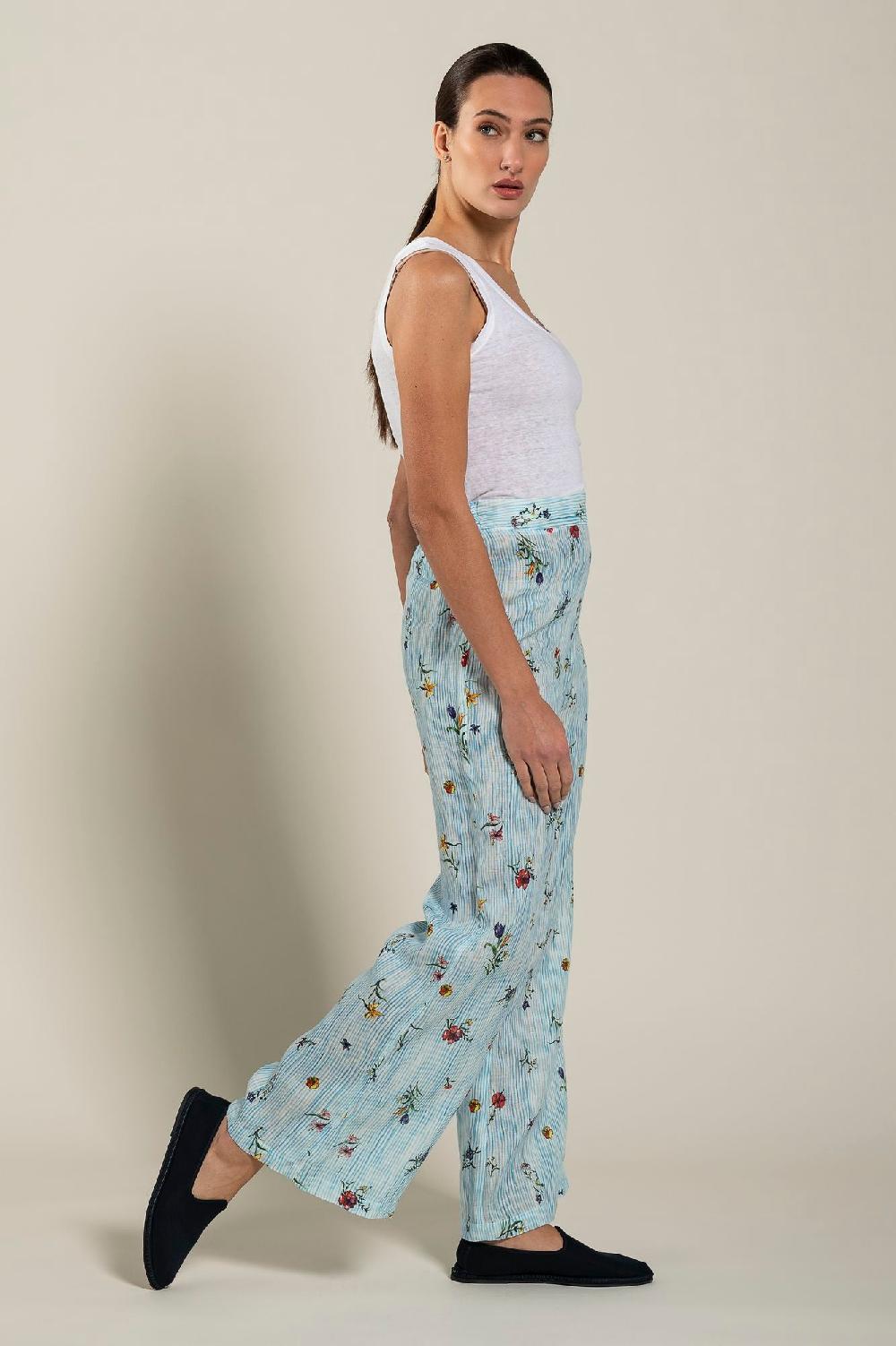 120% Lino Woman Striped Pant Sottocosto