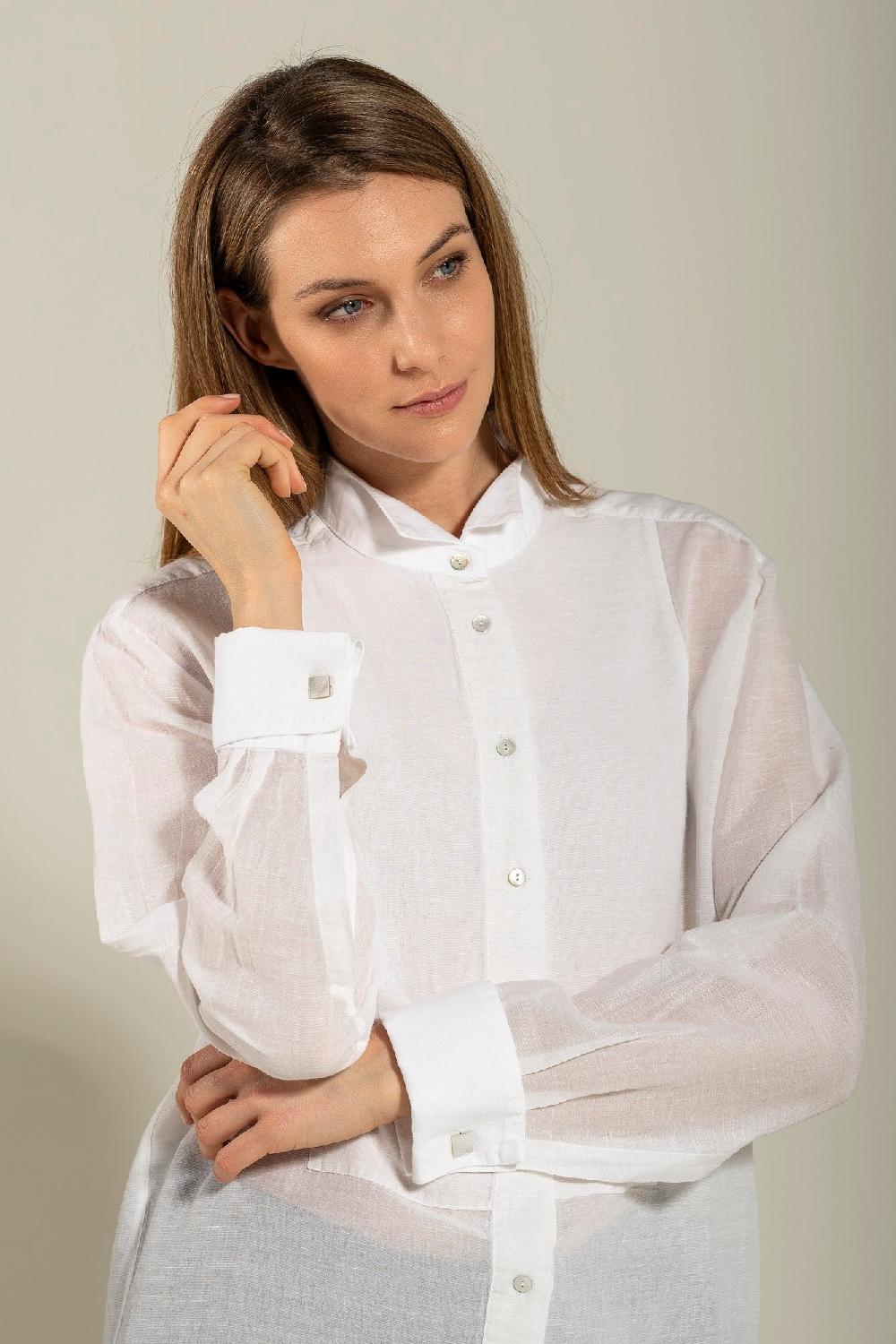 120% Lino Long Sleeve Shirt with Front Appliqué Sconto