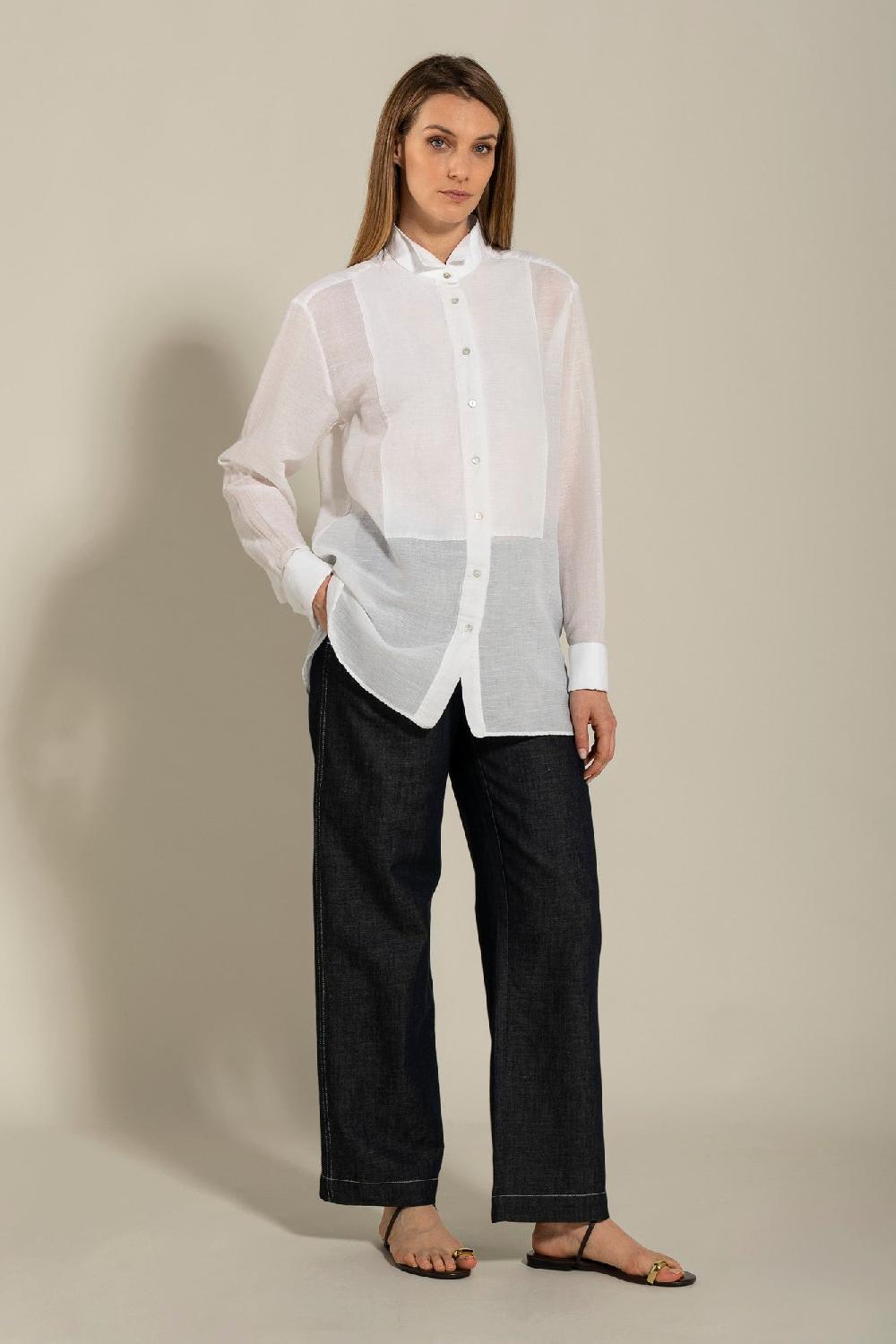 120% Lino Long Sleeve Shirt with Front Appliqué Sconto