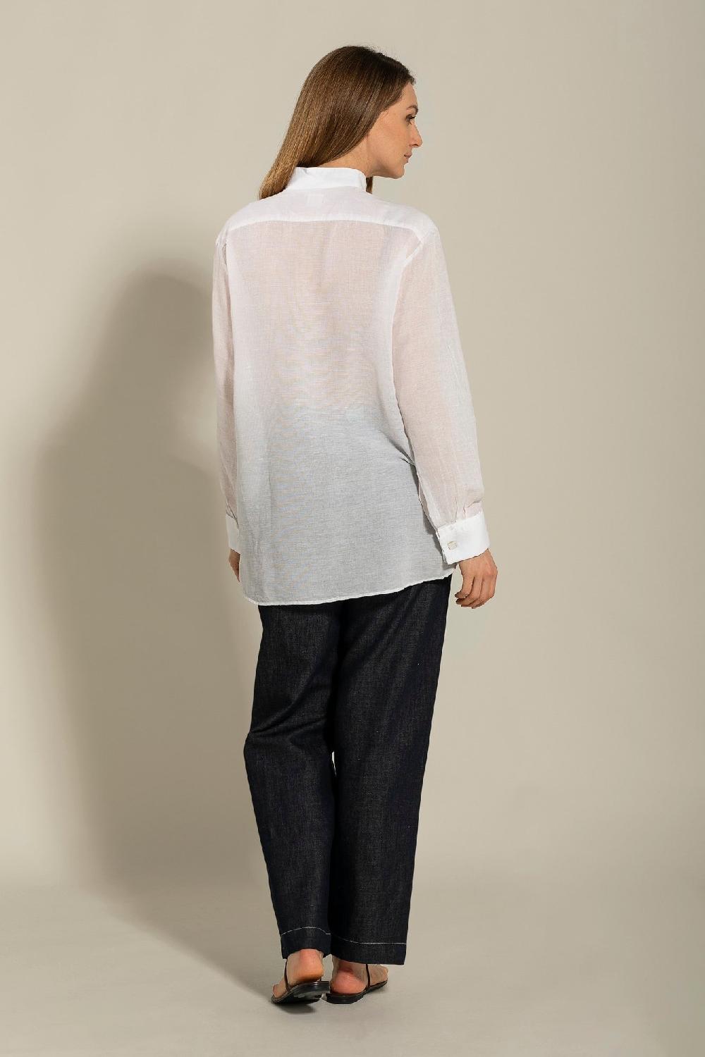 120% Lino Long Sleeve Shirt with Front Appliqué Sconto