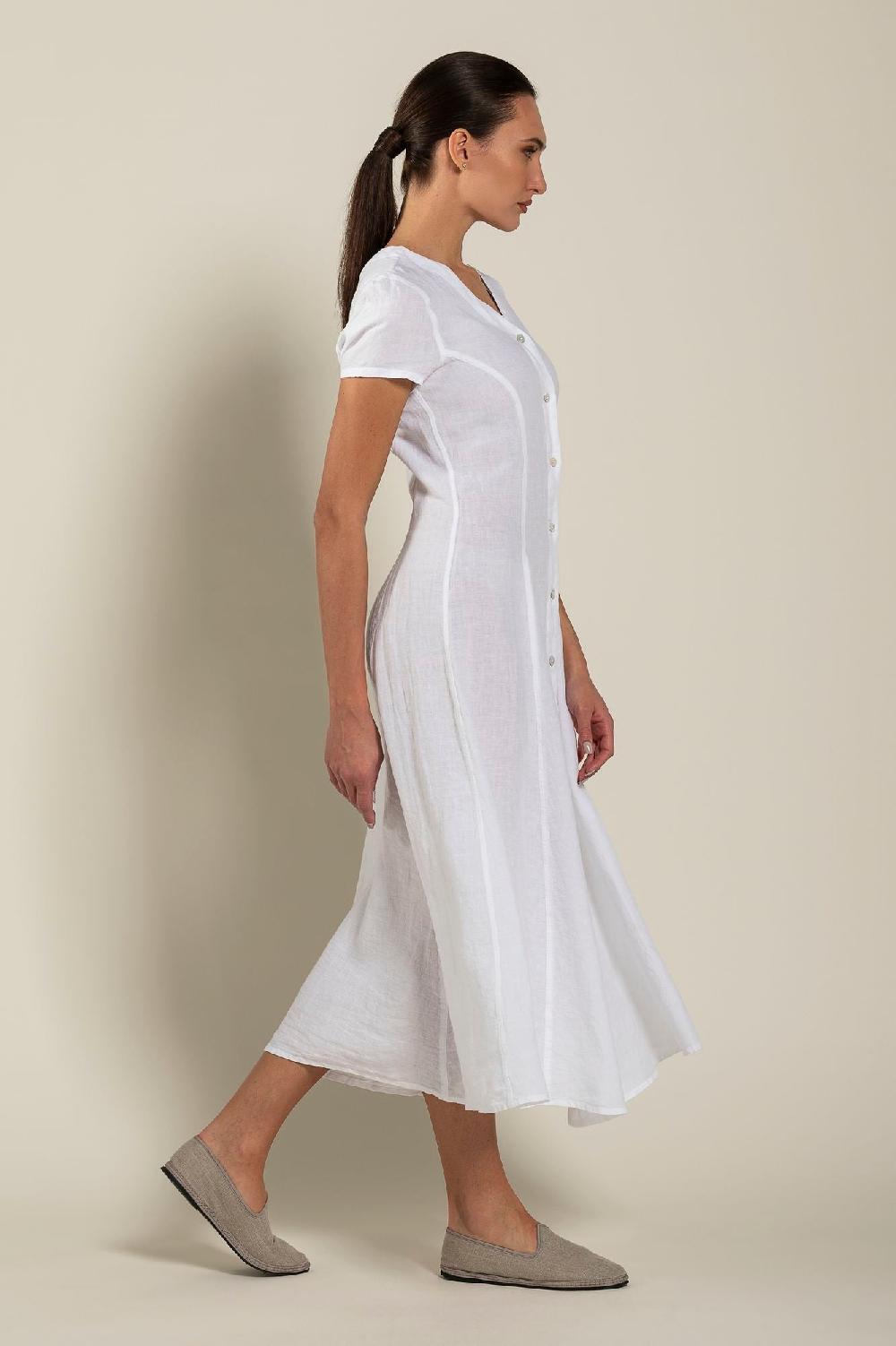 120% Lino Button Down Dress Economico