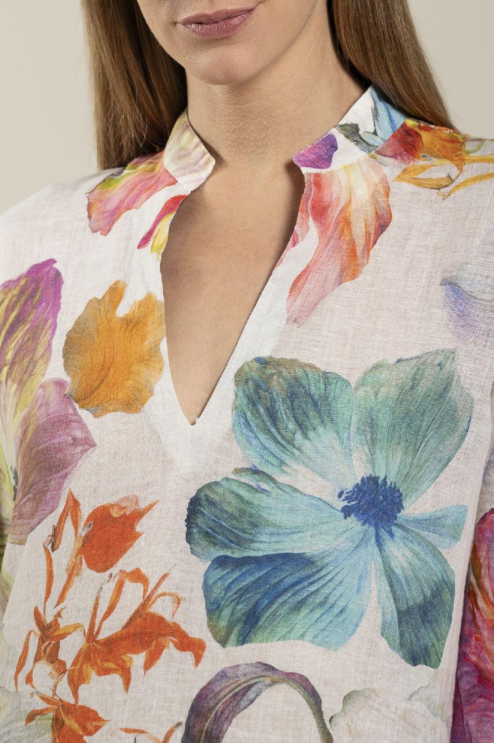 120% Lino Floral Print Kaftano Vendita Economica