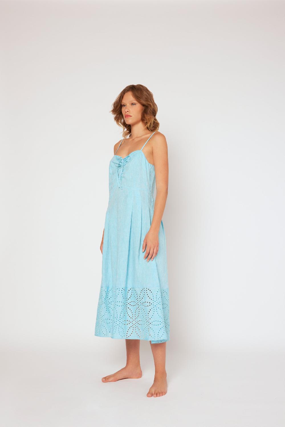 120% Lino Midi Linen Dress Saldi Di Fabbrica