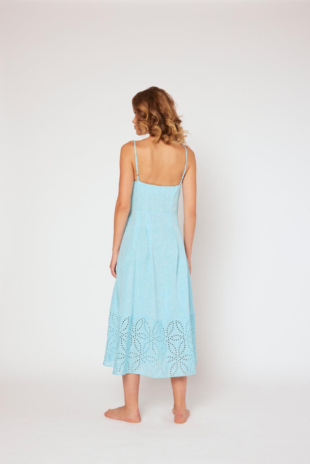 120% Lino Midi Linen Dress Saldi Di Fabbrica