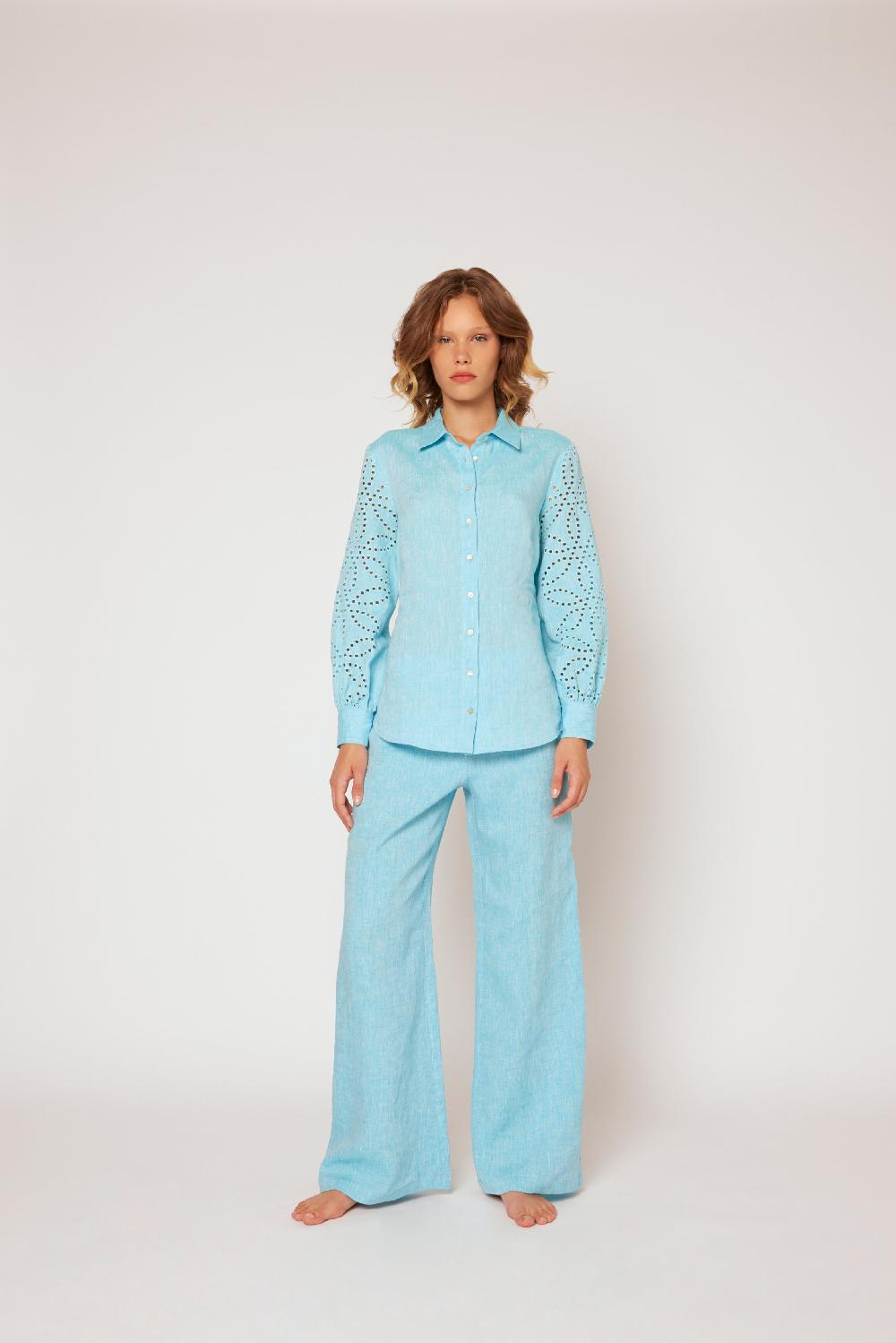 120% Lino Yarn-dyed linen blouse 2025