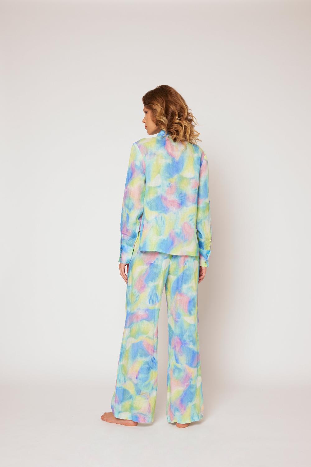 120% Lino Tie Dye Pant In Linea