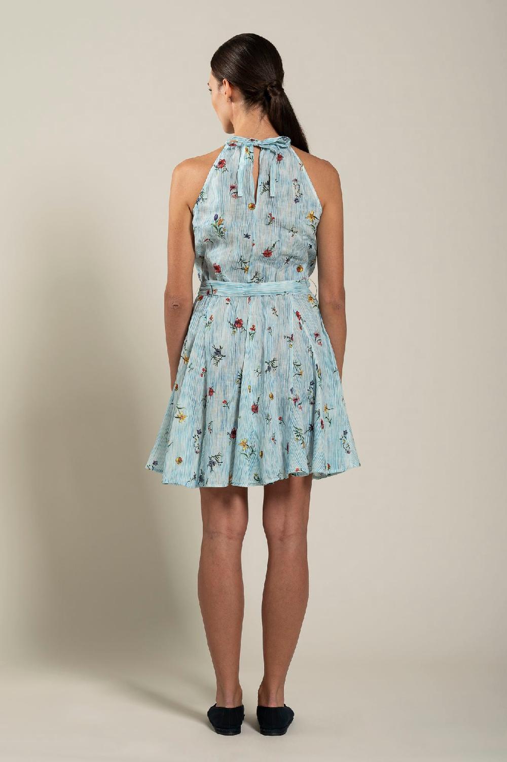 120% Lino Woman Striped Dress With Belt Pezzi Unici