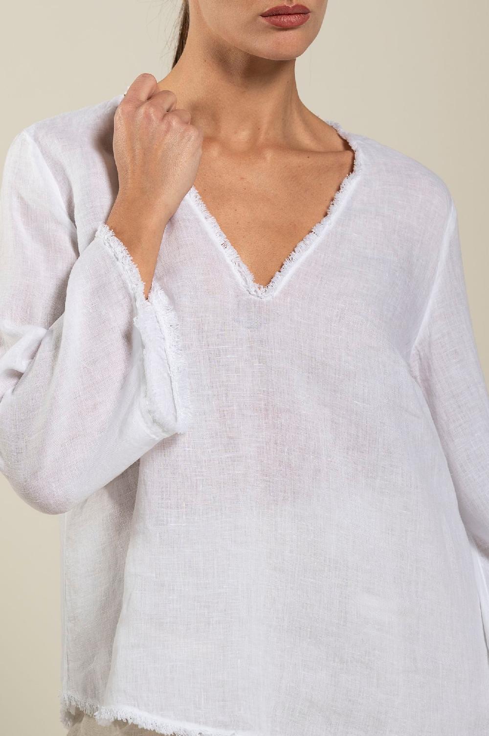 120% Lino Long Sleeve Woman Blouse