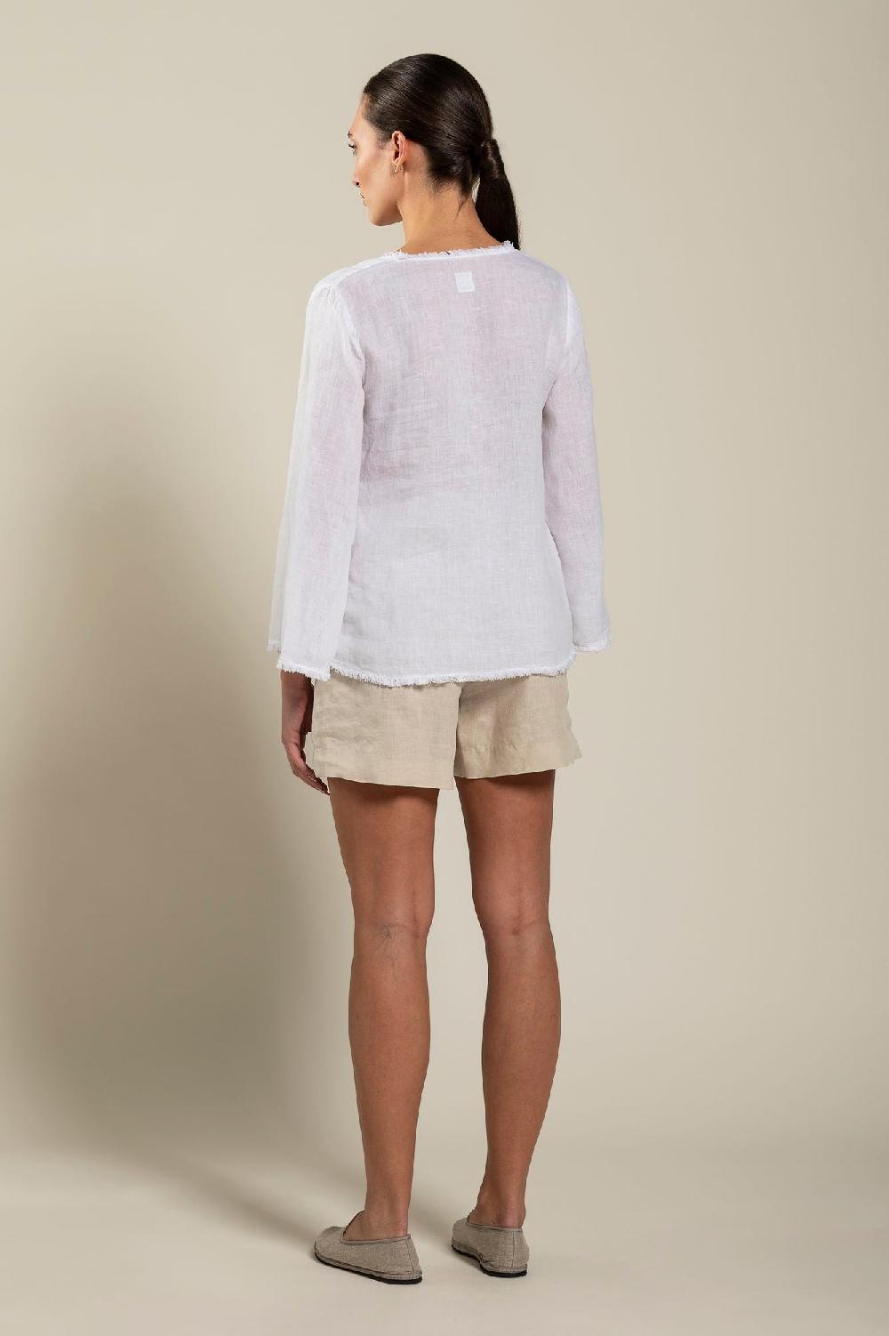 120% Lino Long Sleeve Woman Blouse Consegna Veloce