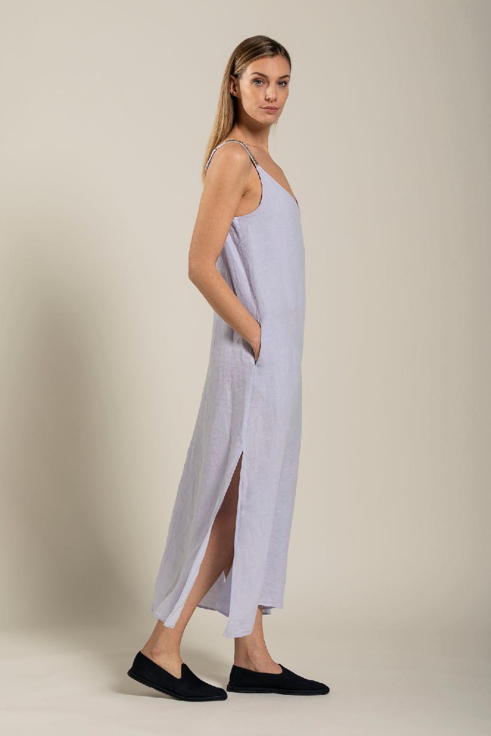 120% Lino Dress with Strap Embelishment Promozione Limitata