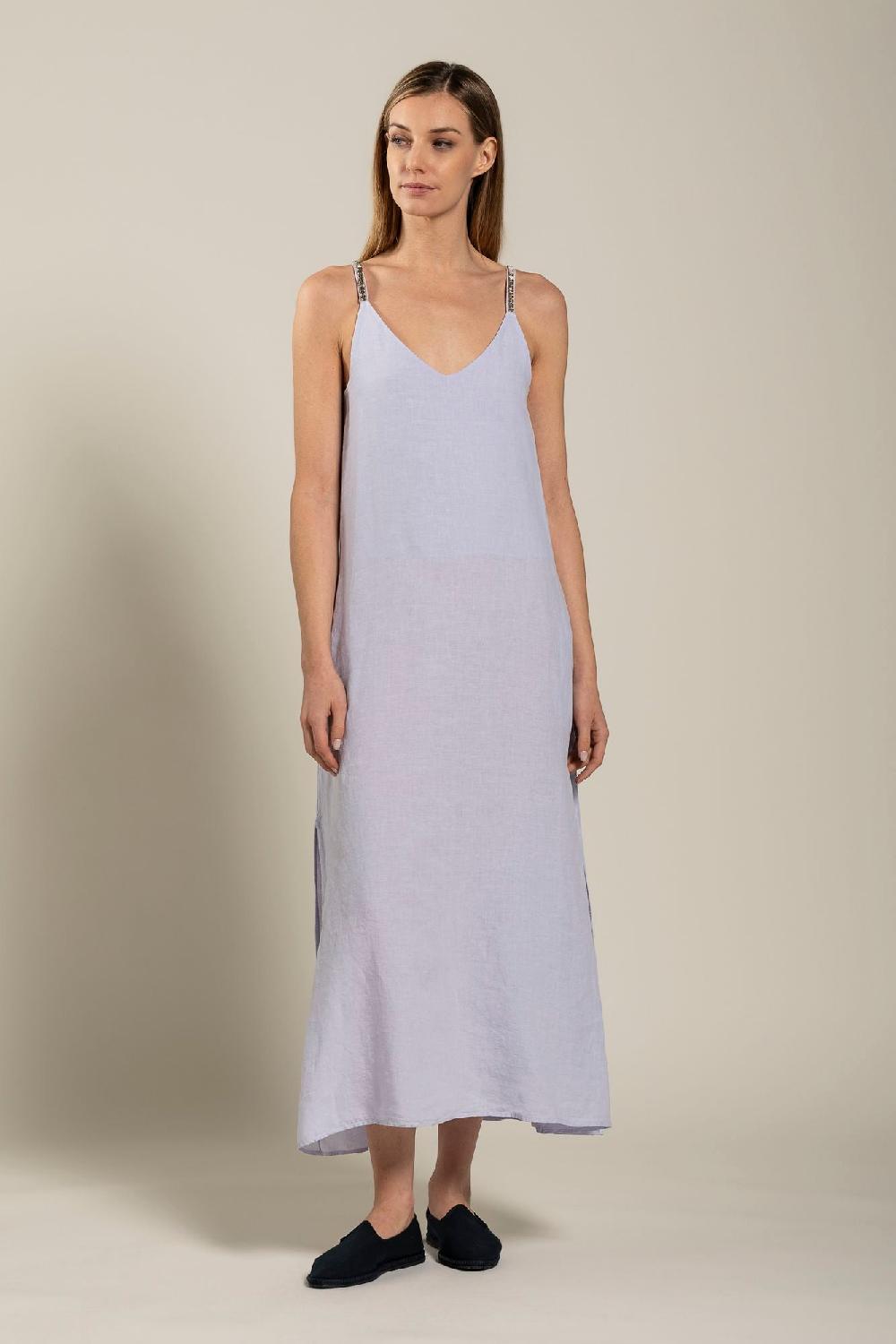 120% Lino Dress with Strap Embelishment Promozione Limitata