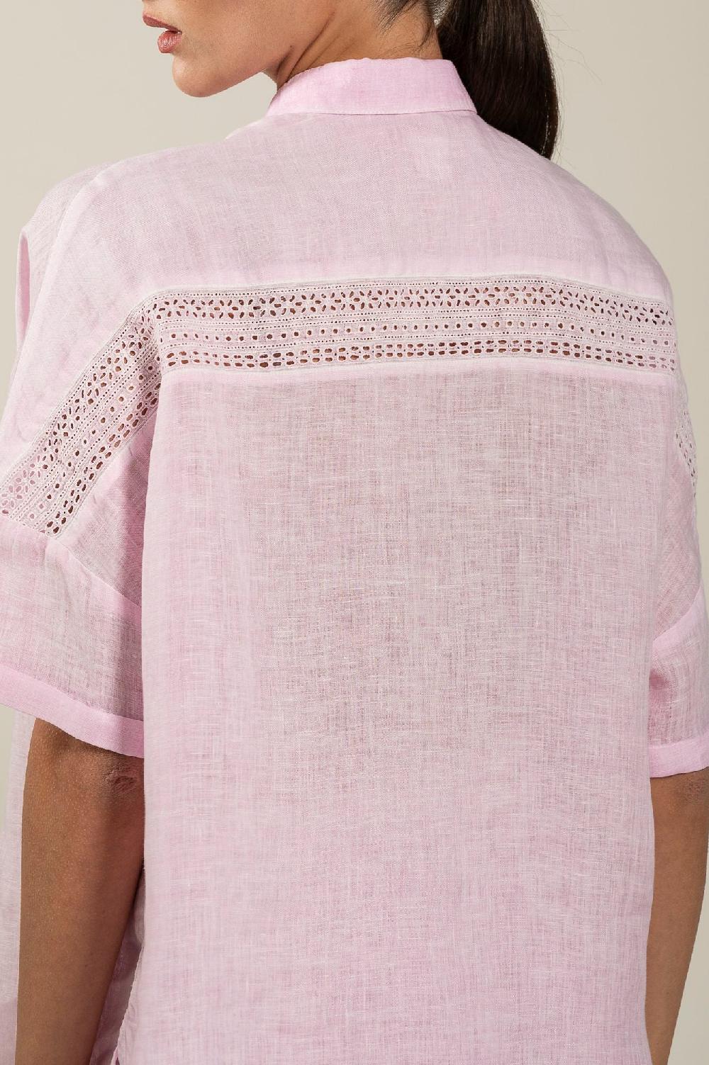 120% Lino Short Sleeve Woman Shirt Fino Al -60%