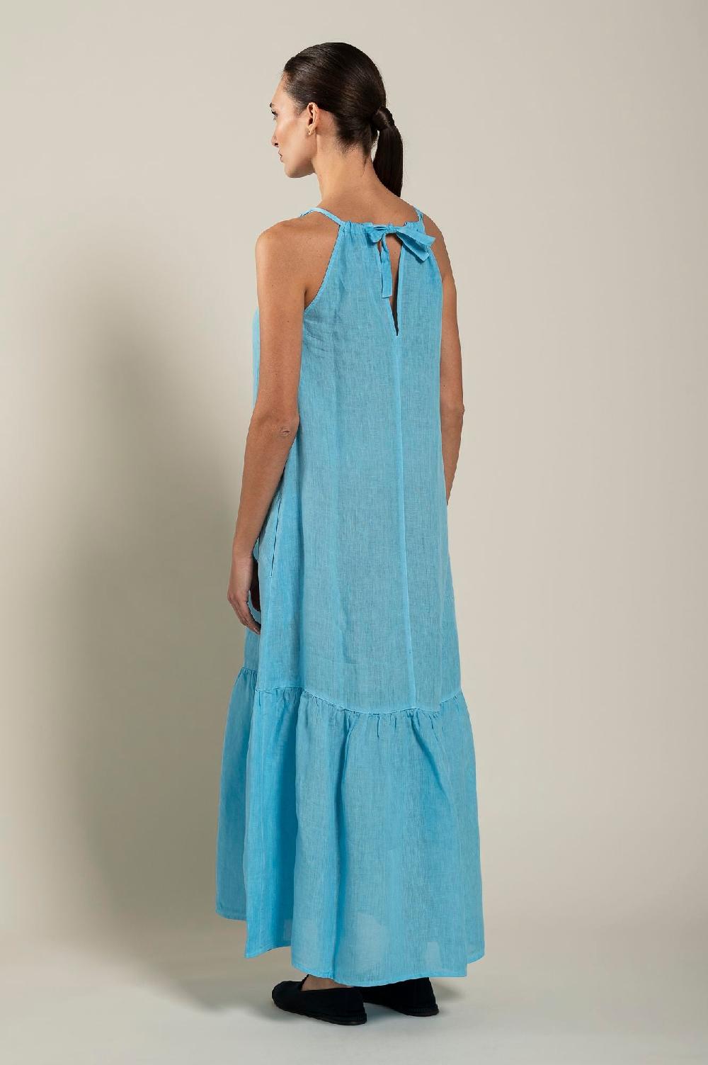 120% Lino Woman Crew Neck Maxi Dress Online