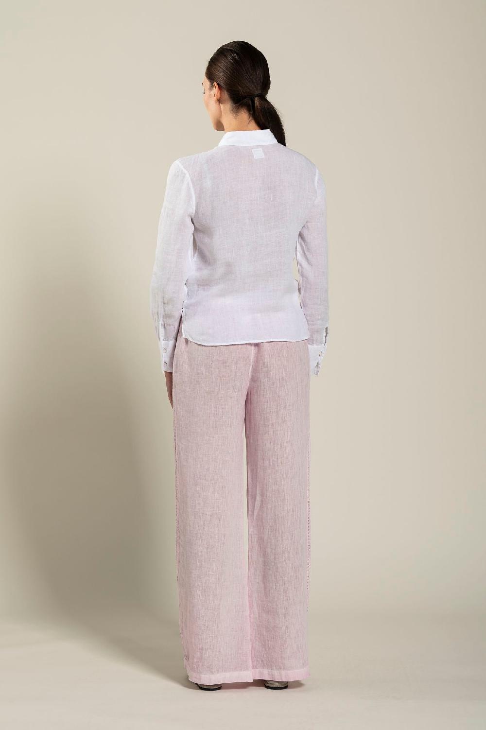 120% Lino Long Sleeve Woman Shirt With Knot Outlet