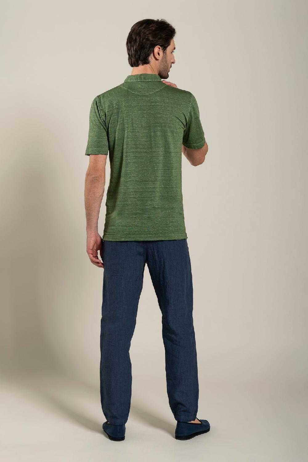 120% Lino Short Sleeve Man T-Shirt Polo In Vendita