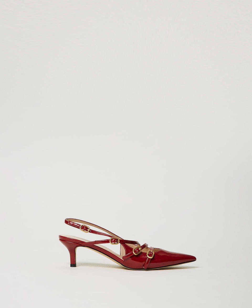 Twin Set Décolleté sling back in vernice con cinturini