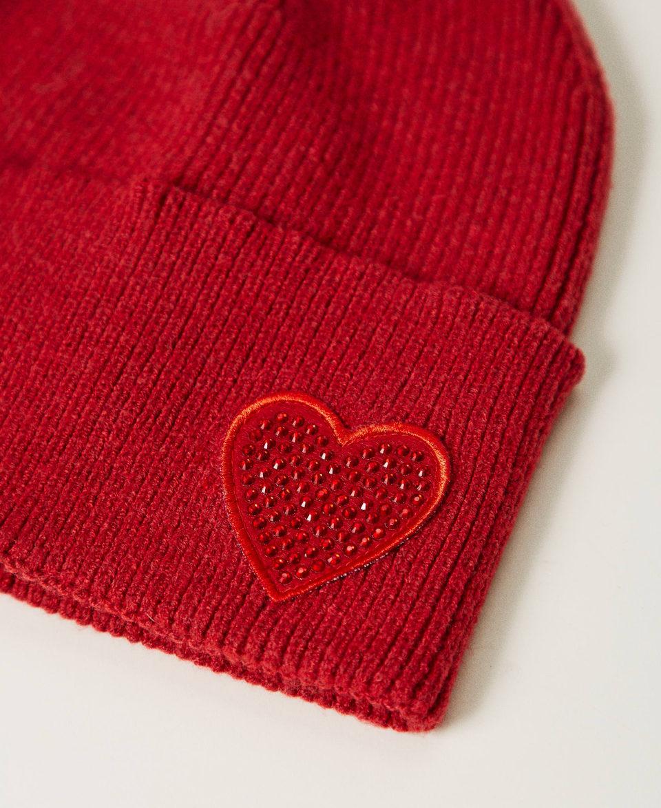 Twin Set Berretto in maglia con patch a cuore Saldi Di Fabbrica