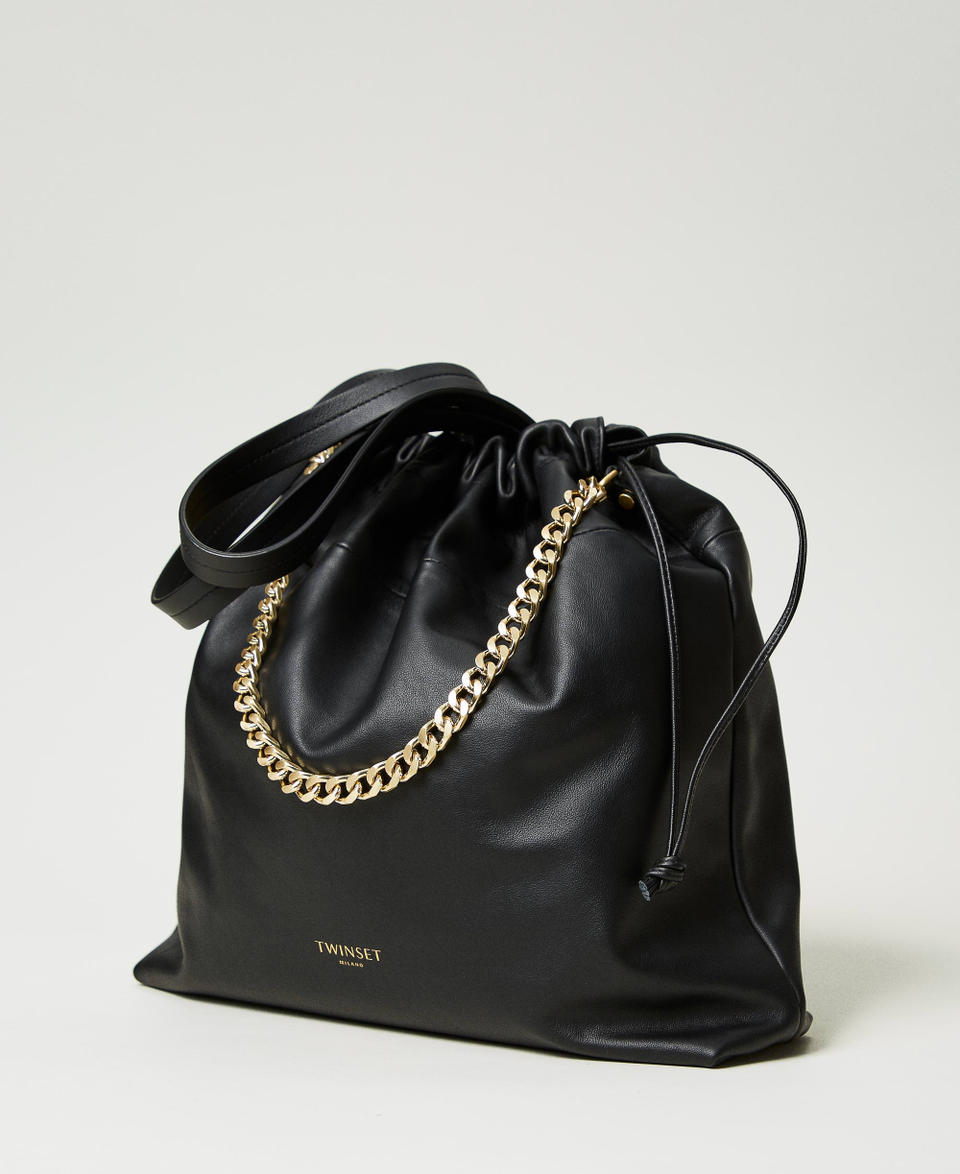 Twin Set Borsa shopper grande in pelle con coulisse Acquista Ora