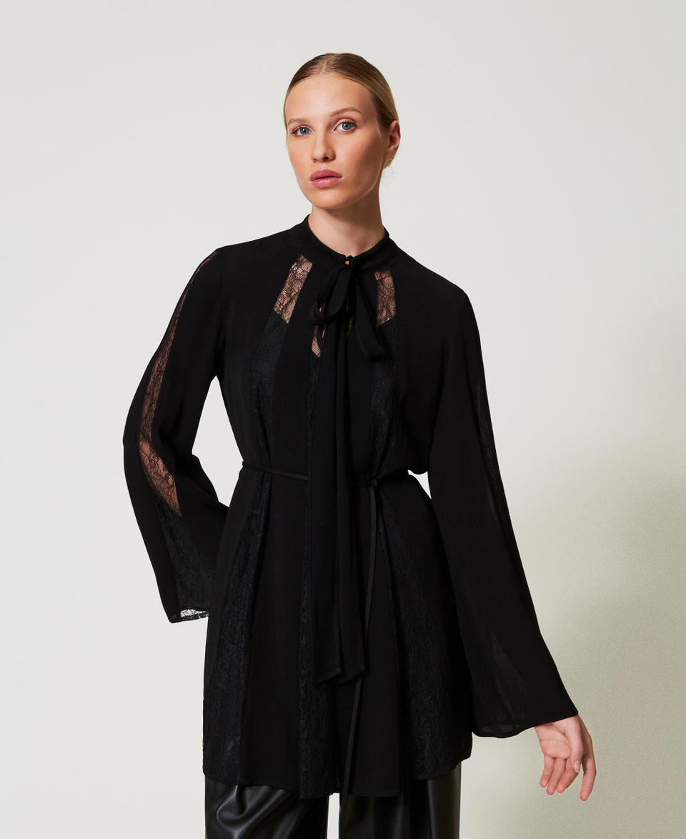 Twin Set Tunica in crêpe con pizzo Sconto