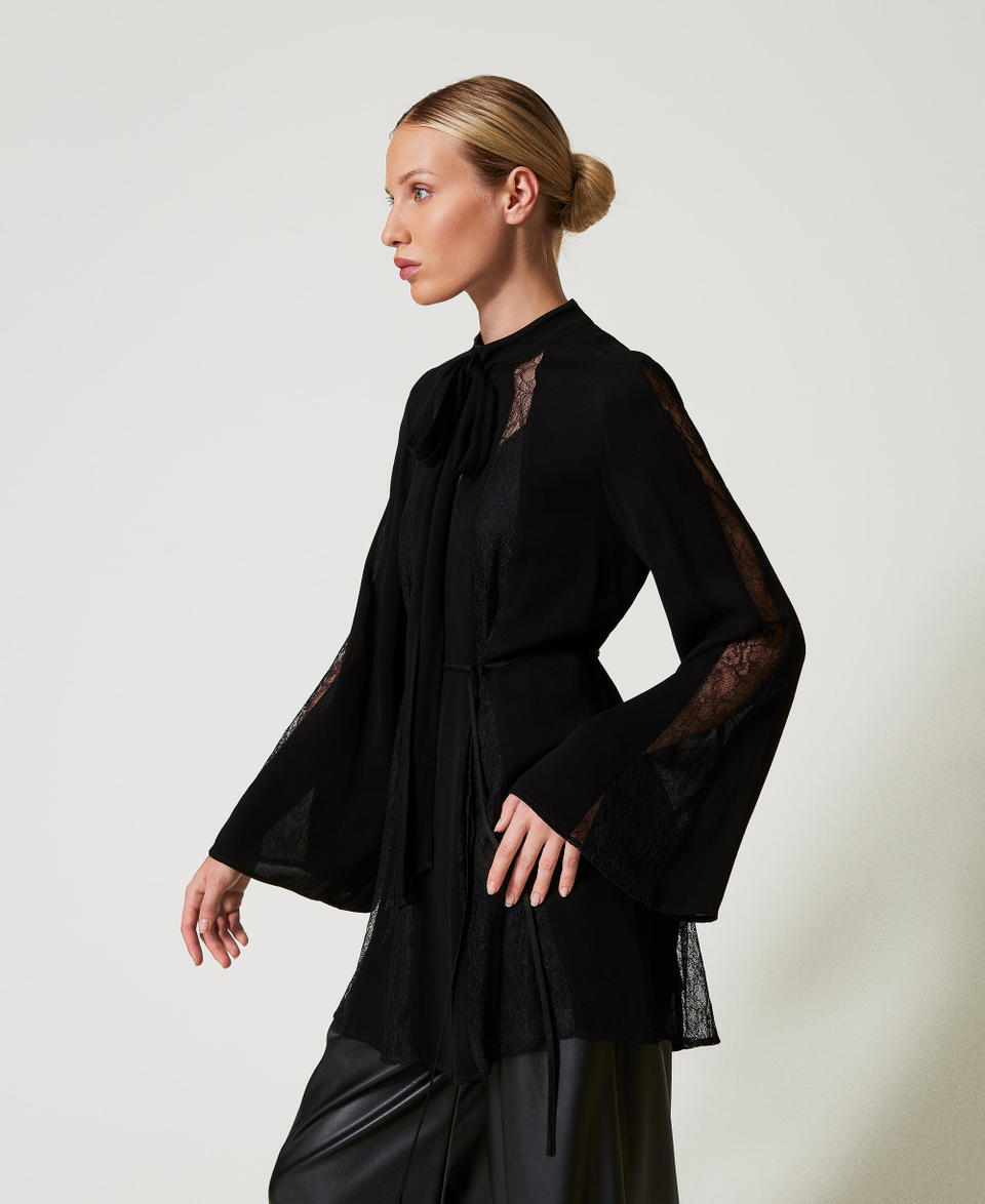 Twin Set Tunica in crêpe con pizzo Sconto