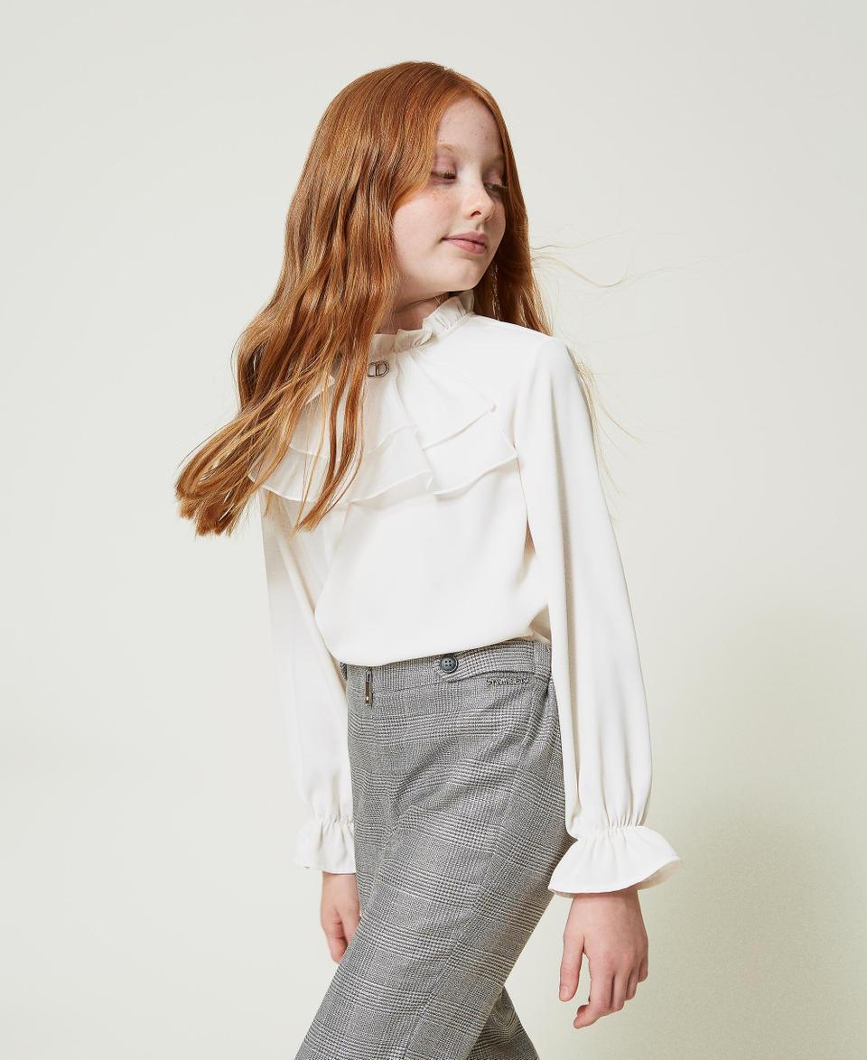 Twin Set Blusa in crêpe de Chine con jabot Nuovo
