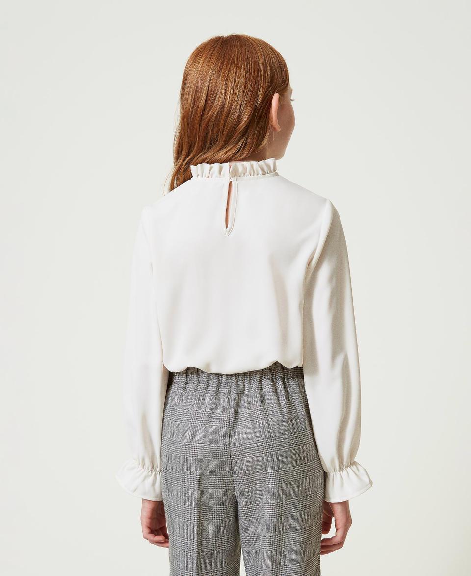 Twin Set Blusa in crêpe de Chine con jabot Nuovo