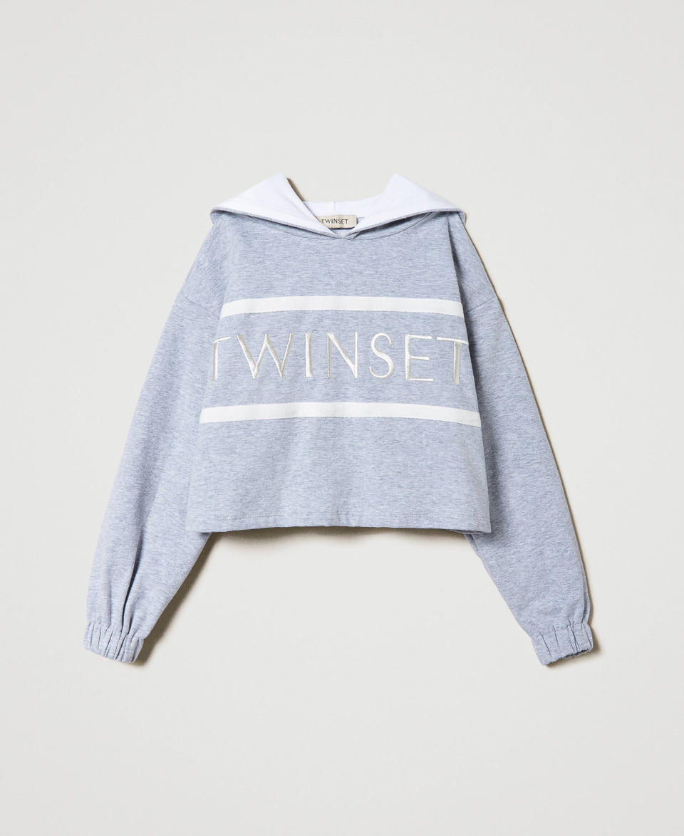 Twin Set Felpa cropped con logo ricamato Promozione