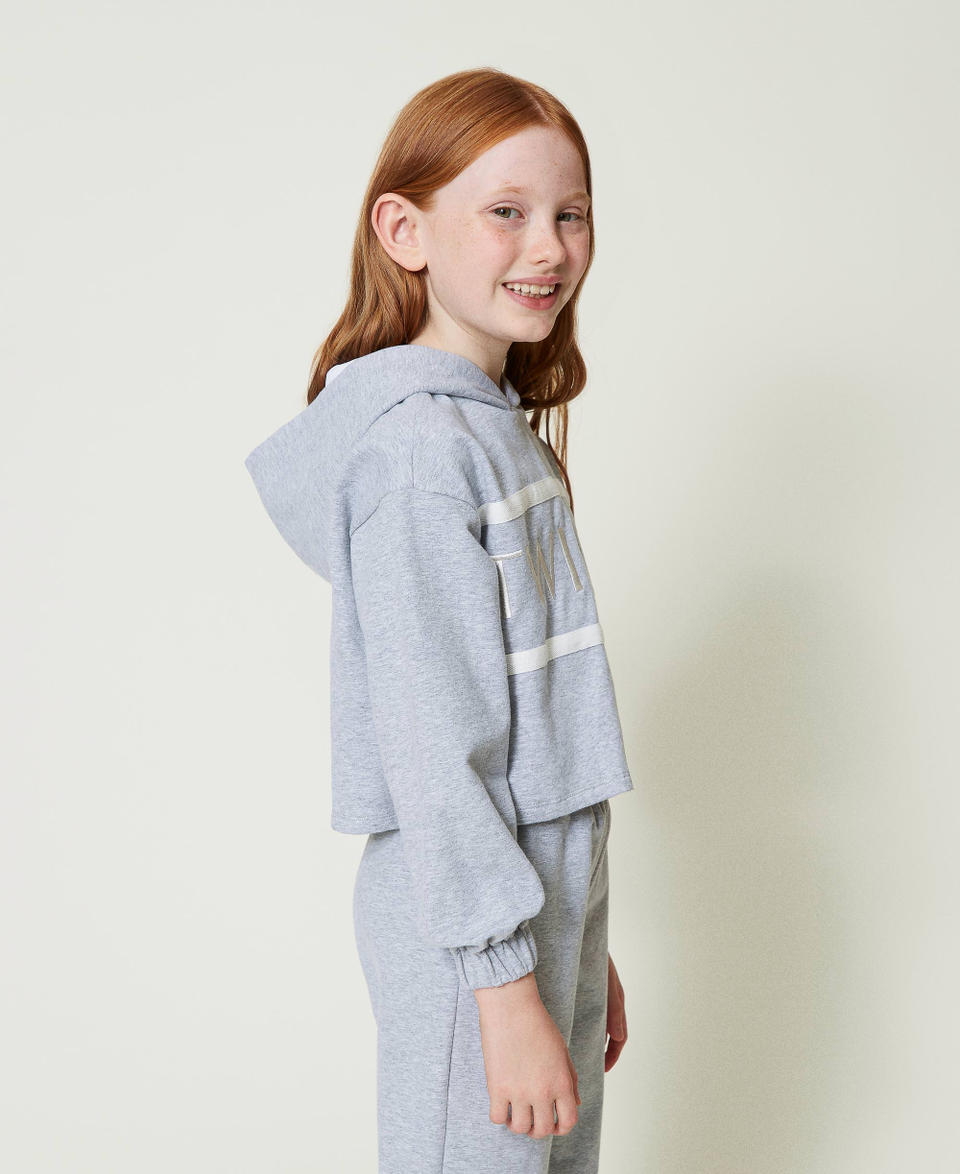 Twin Set Felpa cropped con logo ricamato Promozione