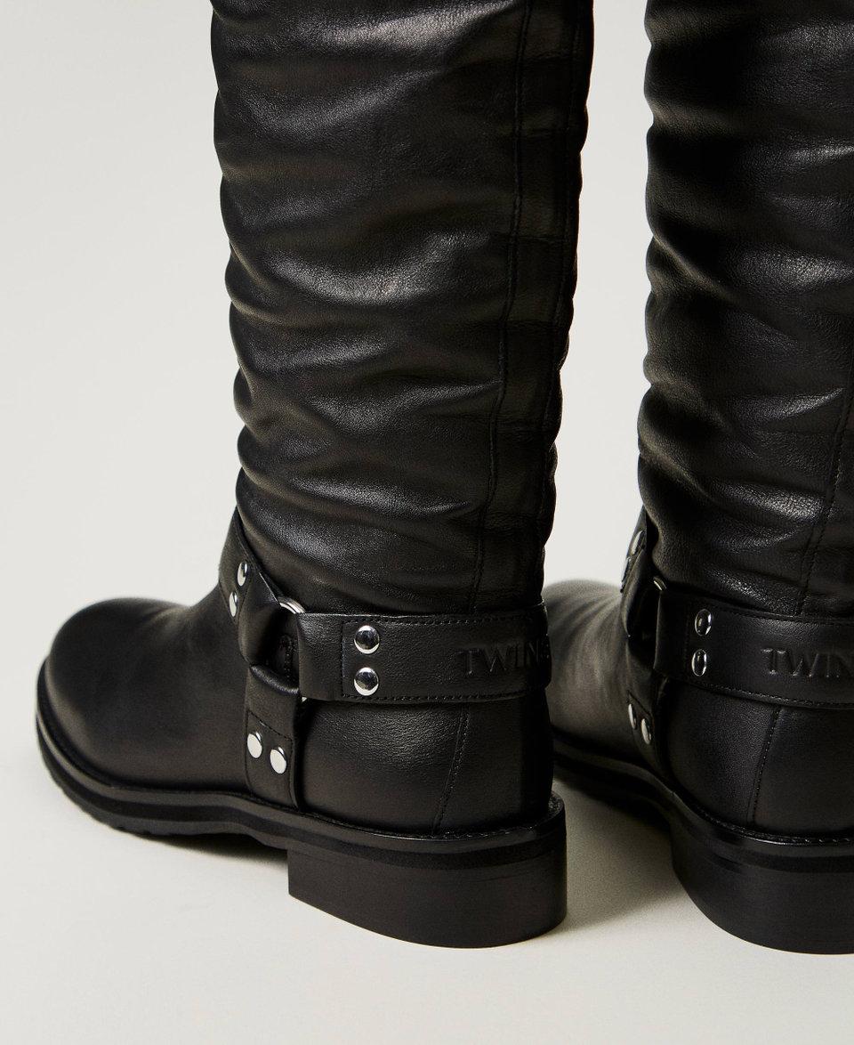 Twin Set Stivali alti 'Darcy' in pelle con cinturini Offerta