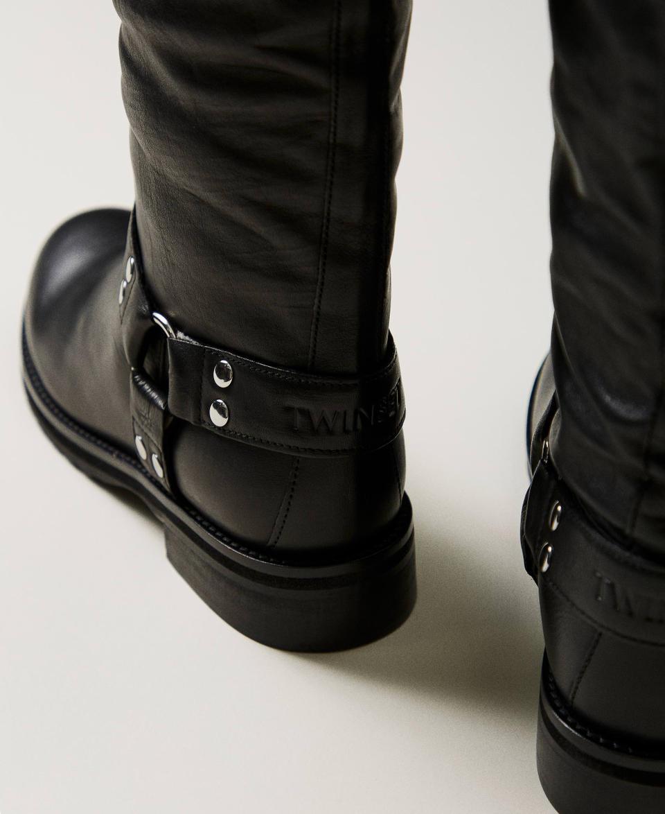 Twin Set Stivali biker 'Darcy' in pelle con cinturini Saldi
