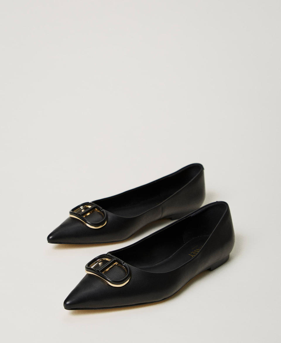 Twin Set Ballerine in pelle con Oval T Vendita