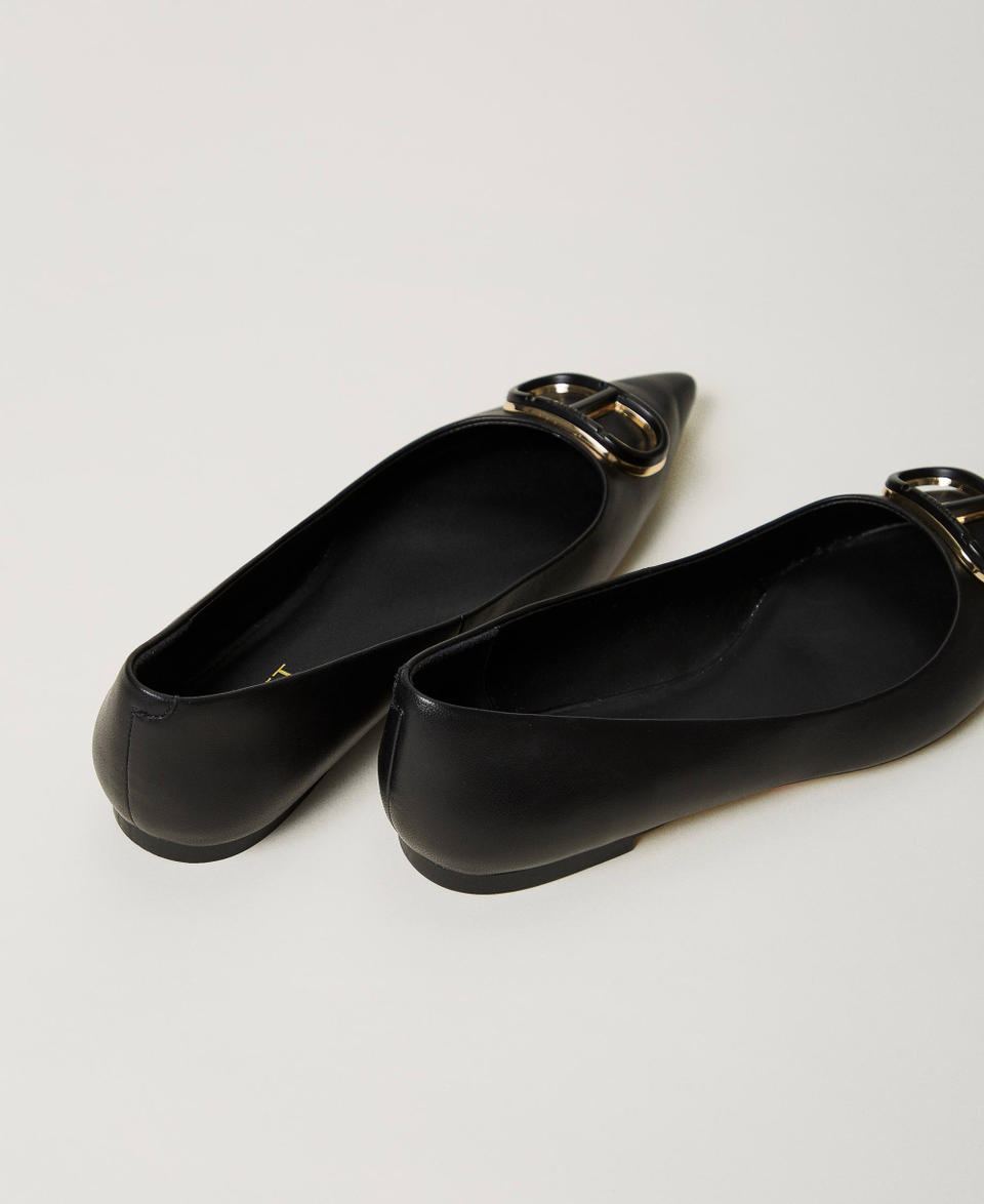 Twin Set Ballerine in pelle con Oval T Vendita
