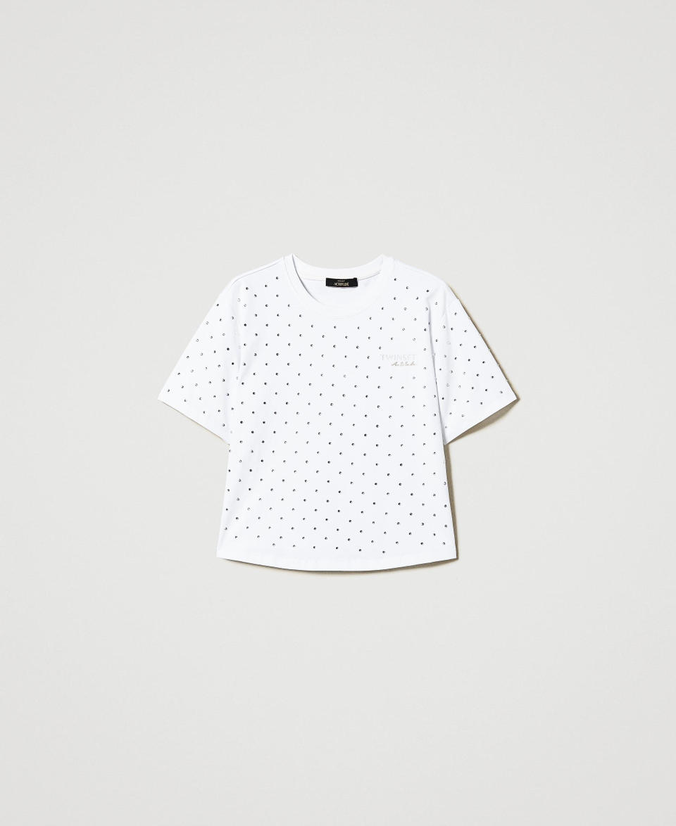 Twin Set T-shirt boxy con strass In Vendita