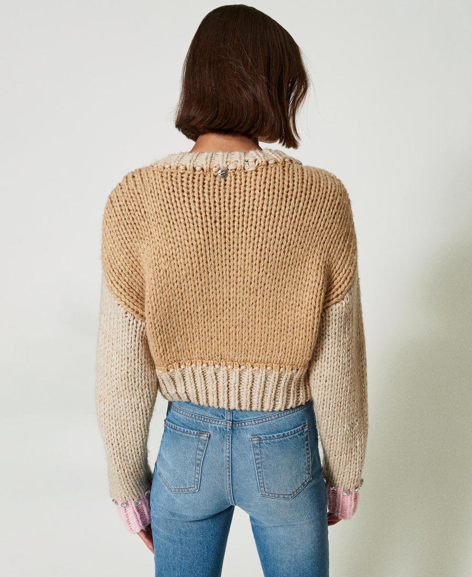 Twin Set Maglia color block con ricami a mano Vendita Calda