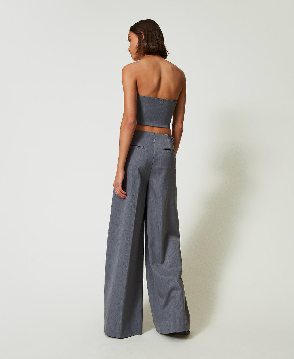 Twin Set Pantaloni a palazzo MYFO con ricamo Saldi Di Fabbrica