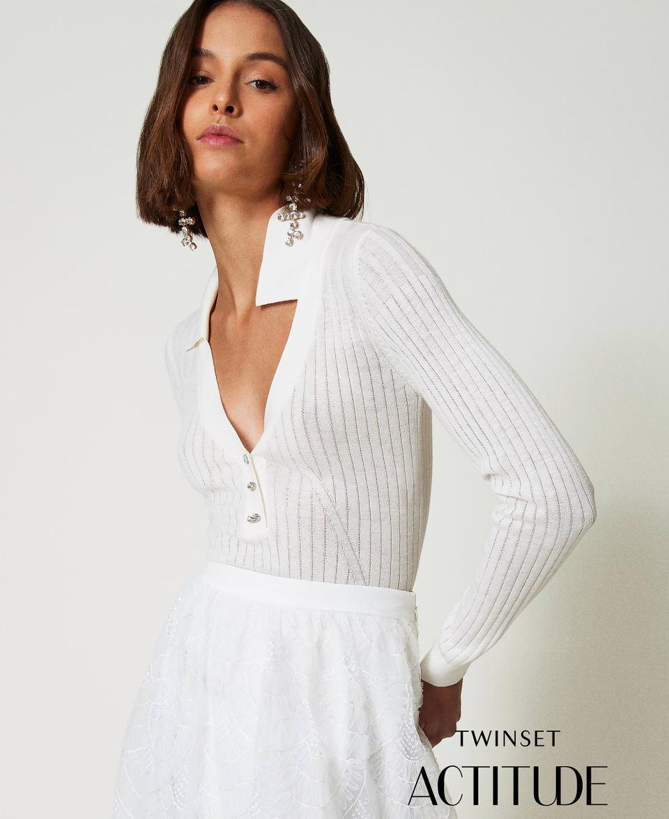 Twin Set Maglia a coste con ricamo