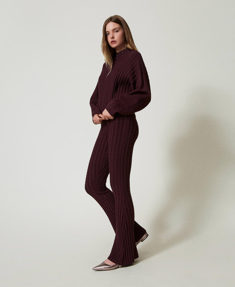 Twin Set Pantaloni flare in maglia a trecce Negozio