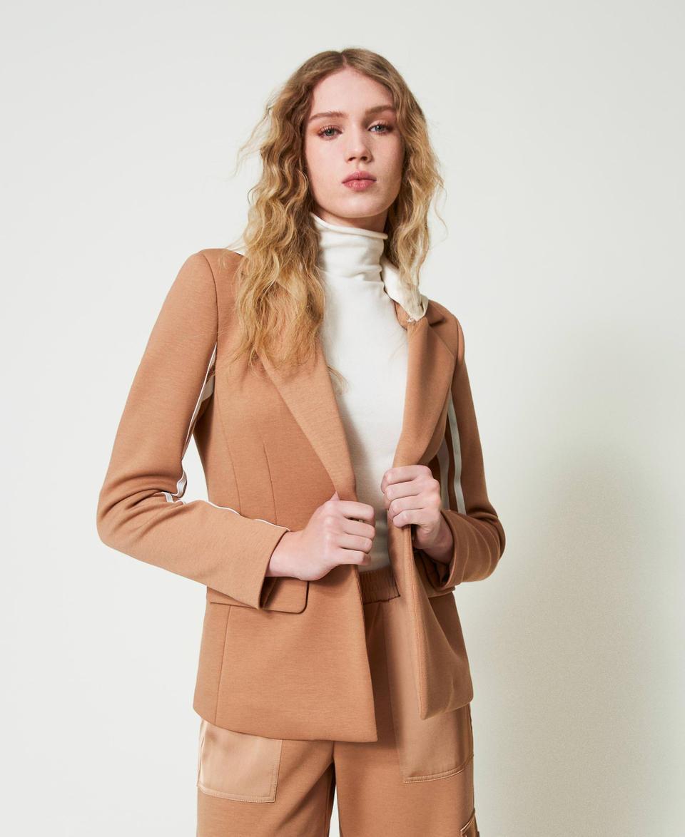 Twin Set Giacca blazer in tessuto scuba con cappuccio