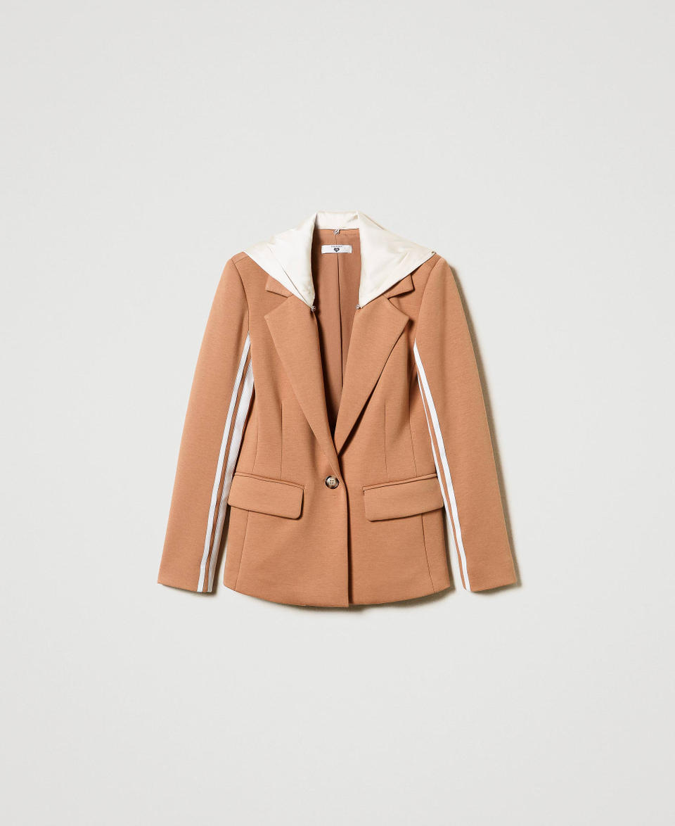 Twin Set Giacca blazer in tessuto scuba con cappuccio In Linea