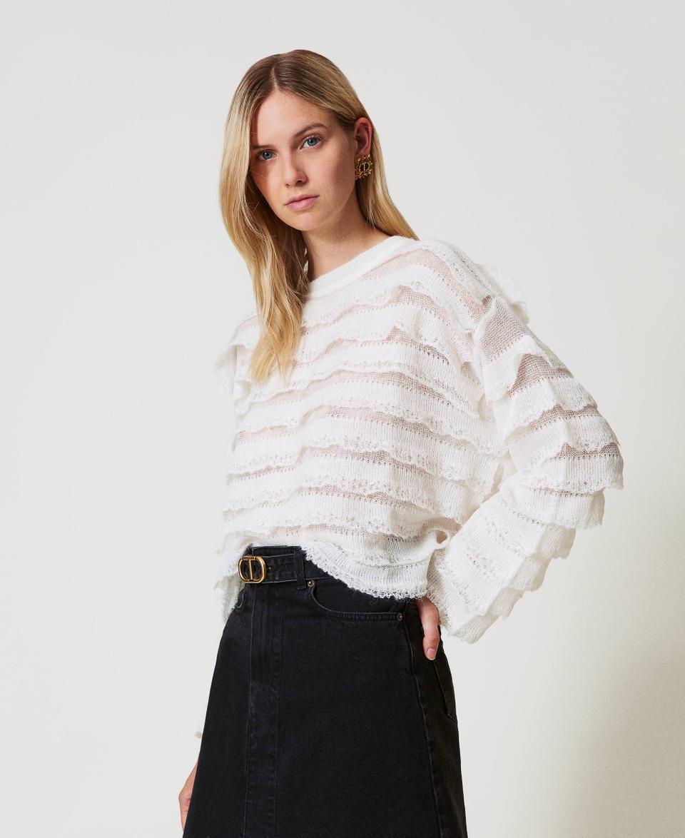 Twin Set Maglia boxy con balze effetto pizzo Qualità Garantita