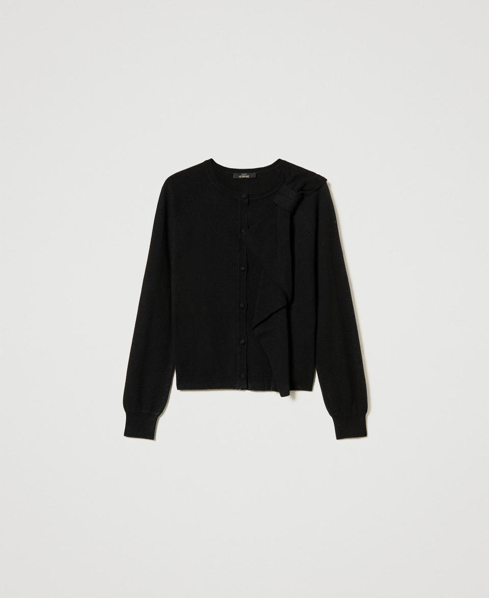 Twin Set Cardigan in misto lana con maxi fiocco Fino Al -60%