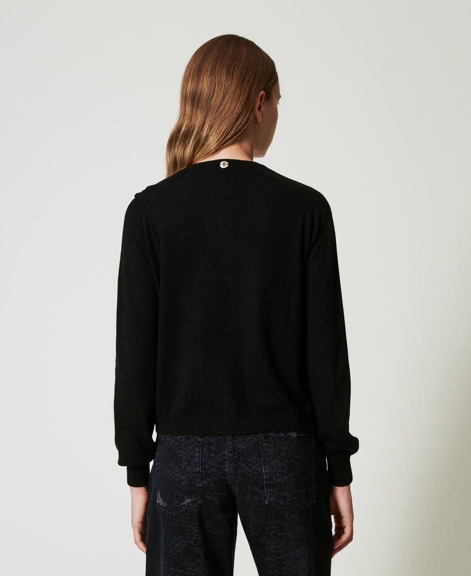 Twin Set Cardigan in misto lana con maxi fiocco Fino Al -60%