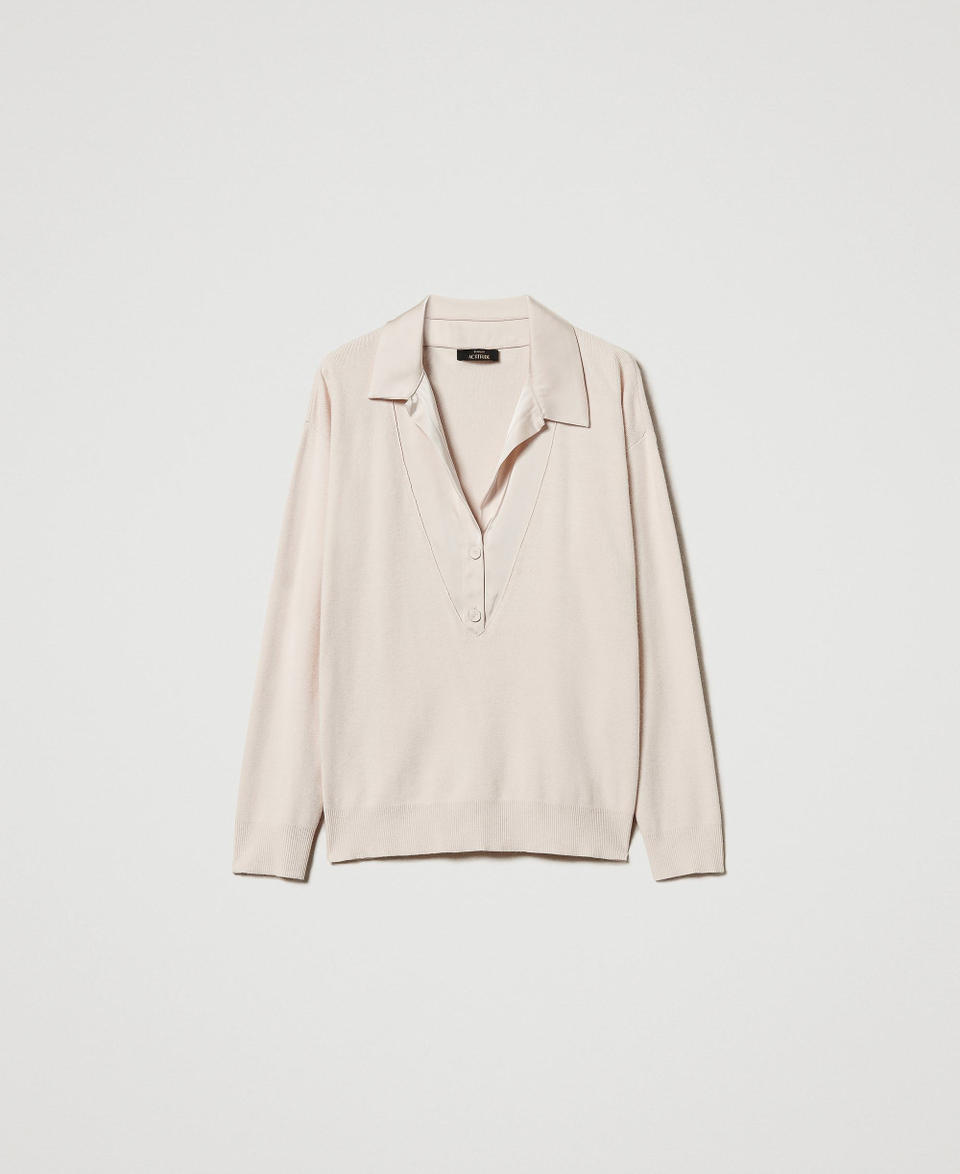 Twin Set Maglia con colletto in raso Prezzo Ridotto