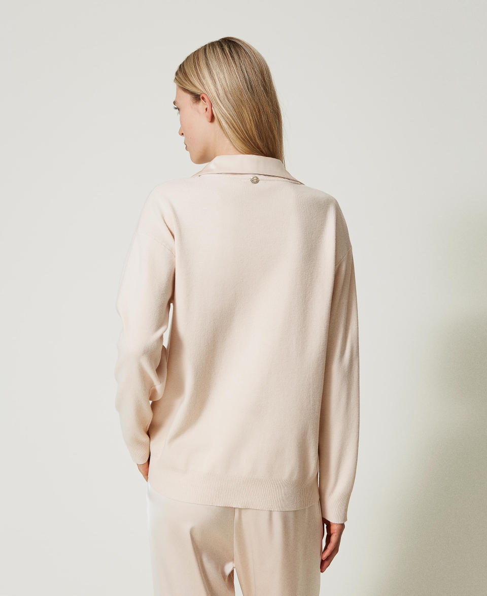 Twin Set Maglia con colletto in raso Prezzo Ridotto