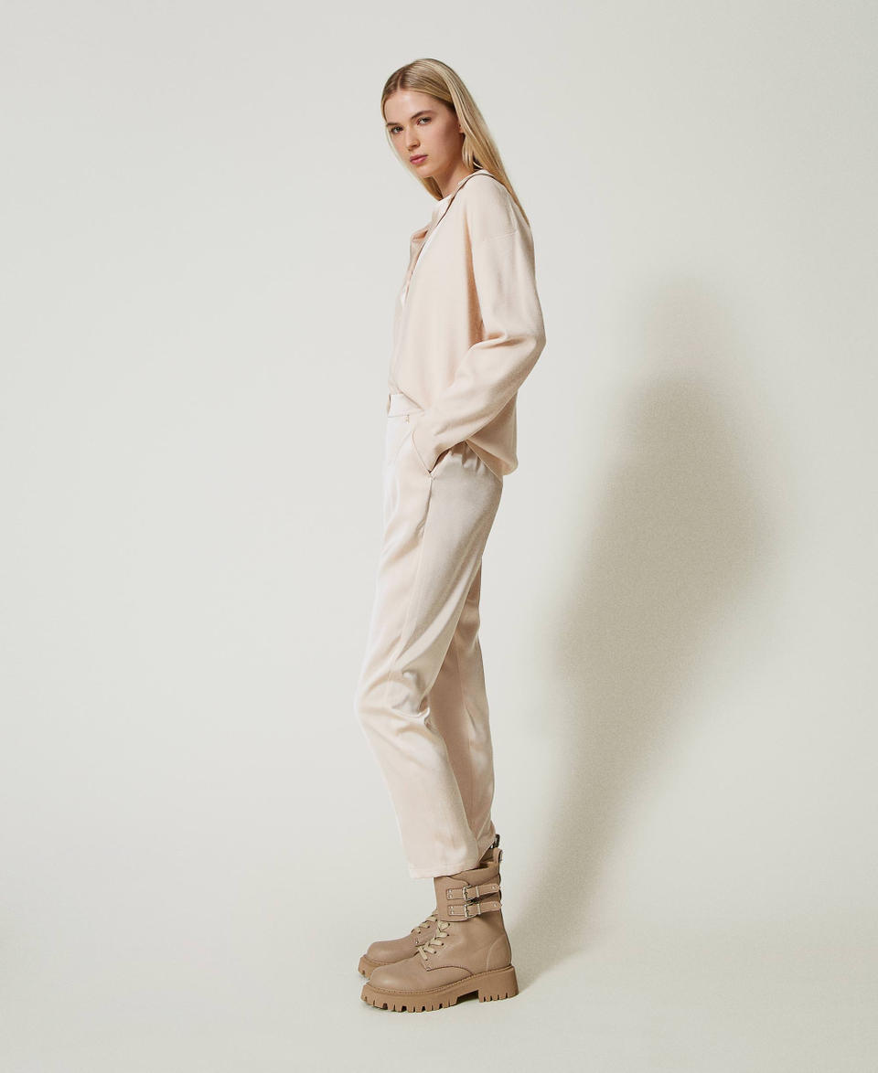 Twin Set Pantaloni a sigaretta in raso Sottocosto