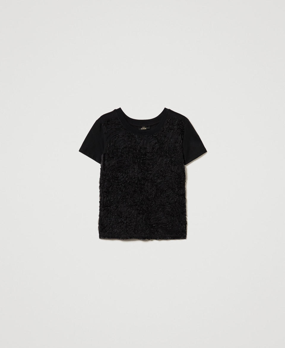 Twin Set T-shirt con ricami in organza Online